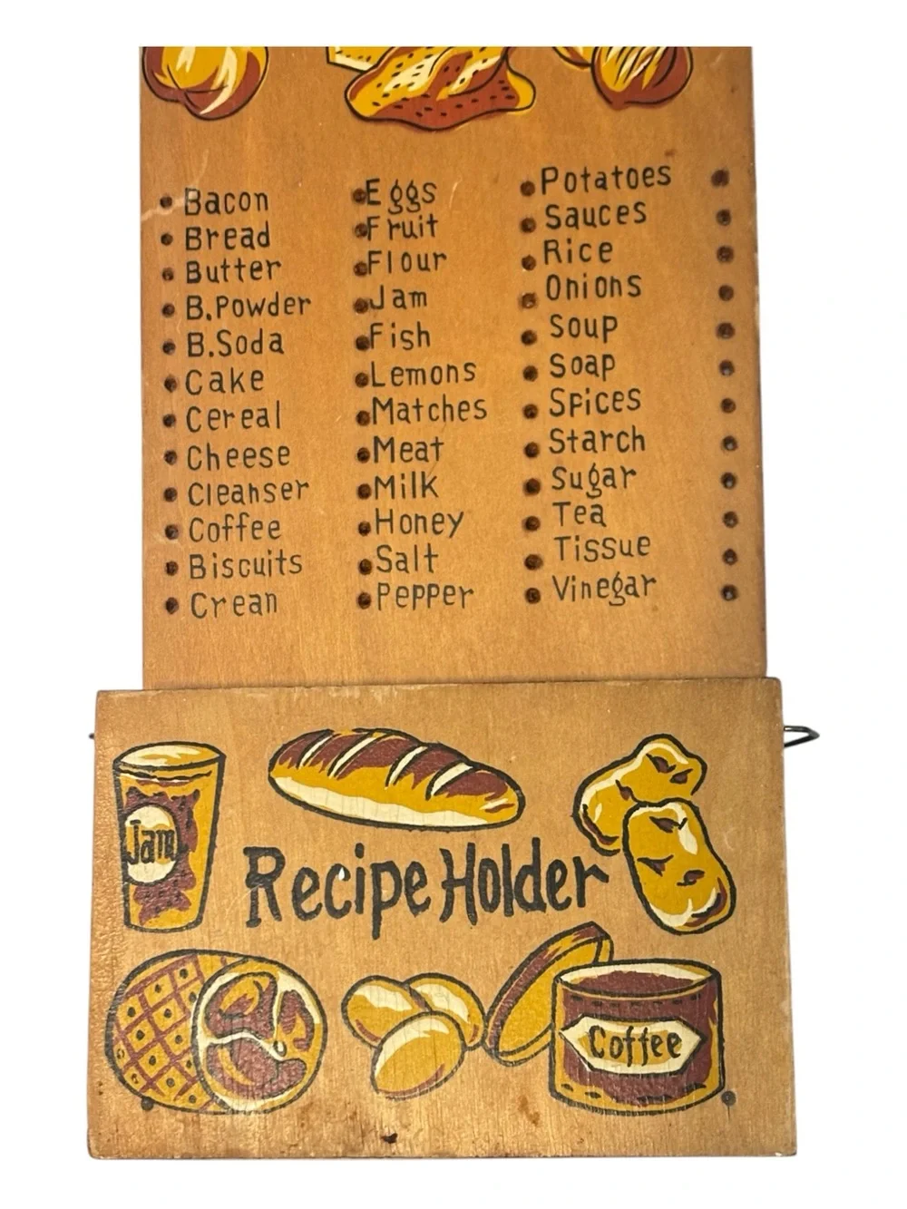 Vintage wooden Recipe & Shopping Reminder Wall Plaque - 5 X 12 inches
